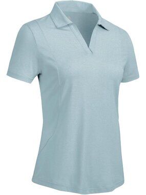 Women's Gray Blue Golf Shirts Short Sleeve Dry Fit V Neck Collared Tennis Tops